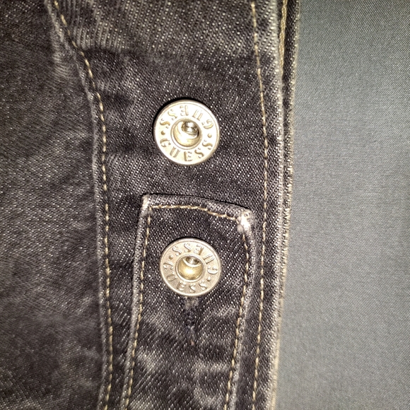 VTG Guess USA Jeans Denim Jacket Cropped Style Retro 90s Light Wash biker sty xL - Picture 6 of 6